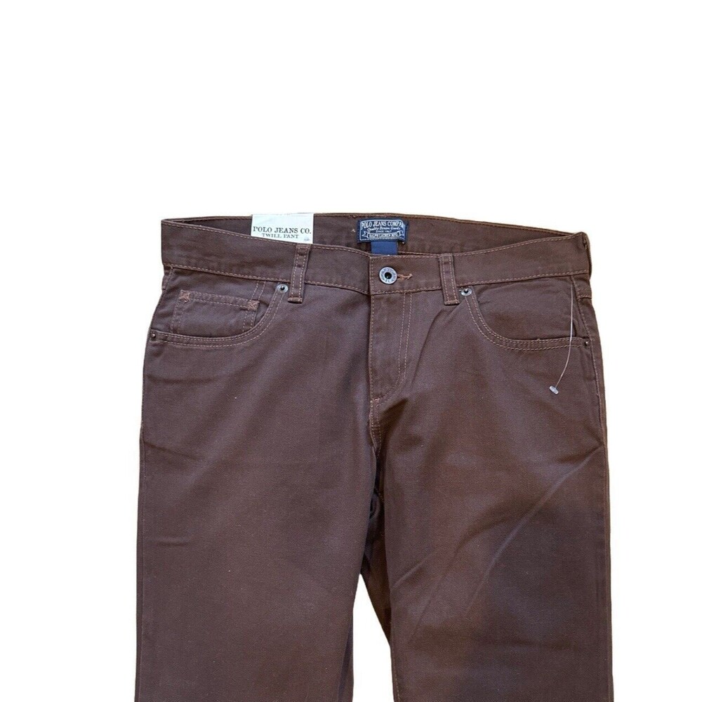 NEW Polo Jeans Company Women's 6 6x32 Twill Pant Brown Loden 100% Cotton NWT - Picture 3 of 6